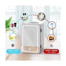 Living Enrich남성t 미니 냉장고 6L Capacity 포터블 쿨러 or 워머 AC DC 파워 스킨케어 Mirror Door Food 코스메틱스 홈 오피스 Car - 화이, 하얀색