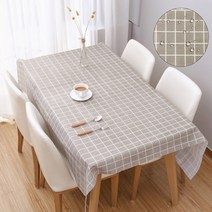 LOVE 2인용식탁보(웜그레이) 체크 PVC 방수 테이블보