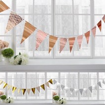 반짝 삼각가랜드 생일파티 축하 프로포즈 돌잔치 유치원 종이가랜드 꾸미기 실내디자인, 골드