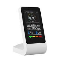 공기질 측정기 5 IN 1 HCHO T OC CO2 디지털 온도 습도 테스터 LCD 디스플레이 이산화탄소 감지기 대기 질 모니터, 04 White semiconductor
