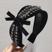 벨벳리본 리프 다이아몬드와 큐빅장식 고퀄리티의 프리미엄 헤어밴드 선물포장 호텔델루나 아이유머리띠 넓은 반다나스타일 연예인머리띠
