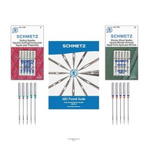 SCHMETZ 퀼팅 및 Microtex 재봉틀 바늘 콤보 팩 (총 10개 및 SCHMETZ ABC 포켓 가이드 1개) 201363