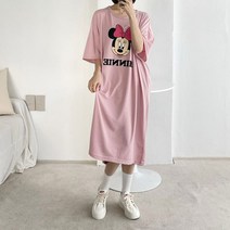 아이에스 반팔 무지 미키 프렌즈 미니 롱 원피스 오버핏 박시 디즈니 정품