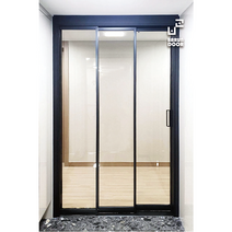 [바른도어] 초슬림 3연동중문 블랙 투명(강화유리) 시공비포함 무상2년AS 직영시공 드레스룸 거실 현관중문