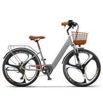 Montheria 전기자전거 36V 전동자전거 24/26인치 B918-127, 15AH-35KM, 26인치 그레이
