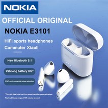 노키아 E3101 블루투스 TWS 헤드폰 무선 Fone 이어폰 소음 감소 듀얼 마이크, E3101 Blue and Case