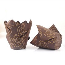 불꽃 cupcake 머핀 유산지 종이컵, T05-튤립컵50개(커피색골드프린트)×1개