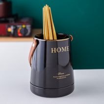 이태리인테리 물빠짐 도자기 수저통 조리도구통 수저꽂이, 손잡이형, 블랙