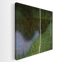 클림트 자작나무가 있는 호수 명화 액자 60cm