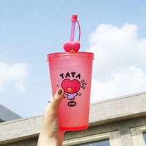 BT21 텀블러 아이스 빨대컵 콜드컵 알제이 타타 쿠키 치미 코야 망 미니니 피규어, BT21 미니니 텀블러 타타