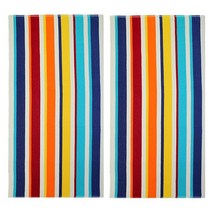 면 CRAFT 테리 비치 타월 30x602팩 스프링필드 멀티 스트라이프 평방 미터당 400g 100% 순수 링스펀 밝고 강렬 생생한 색상 흡수력 USA 미국, Cabana Multi Stripe