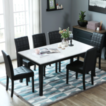 베스트리빙 데미안 에코 6인 대리석 식탁세트/의자6개, 화이트마블/초코의자