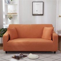 솔리드 컬러 소파 커버 스트레치 탄성 Slipcovers 소파 단면 빈티지 거실 소파 커버 싱글/2/3/4 좌석, 주황색, 4인승 235-300cm