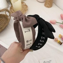 로맨틱모모 데일리감성 리브 래터링 왕리본 두꺼운 헤어밴드