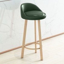 의자 가벼운 바 의자 심플 프론트 의자 등받이 의자, 다크 Green-70CM 1 색 우드 그레인-오일 왁스