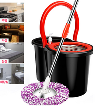 호쿠호니 동글이청소기 통돌이물걸레 밀대 회전 돌돌이 스핀 극세사, 세트(회전밀대/걸레/대용량밀대통)