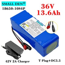 잘나가는36V 13.6Ah 18650 리튬 배터리 팩 10S4P 500W 모터 대용량 42V 전기 자전거 스쿠터 예비 BMS + 2A, 02 XT60-DC-Charger, 한개옵션1