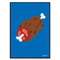 Bon appetit - 어릴때부터 꿈꾼 만화 고기 2 Bond St. 작가 귀여운 식당 카페 인테리어 음식 그림 액자, 매트 그레이 알루미늄 프레임