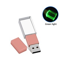 3d펜 크리스탈 usb 스틱 3D 사용자 정의 로고 4 기가 바이트 8 기가 바이트 16 기가 바이트 32 기가 바이트 64 기가 바이트 usb 플래시 펜 드라이브 투명 유리 USB 플래시 드라이브 pendrie 20, 05 64GB, 08 Green Light