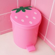 미니 딸기 페달 휴지통 원터치 쓰레기통, 빨강, 1개