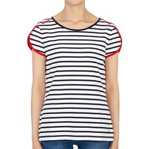 세인트 제임스 [세인트제임스] 사나리 스트라이프 7654 NEIG NAVY TULIPE 여자 반팔티셔츠 레귤러핏