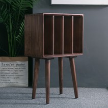 원목 LP 장 CD DVD 잡지 꽂이 책장 LP 수납장 미니 장식장 협탁 테이블, 호두나무(45x28x76)