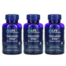 라이프익스텐션 강황 커큐민 엘리트 심황 호로파 섬유질 60정 Curcumin 3통, 1개