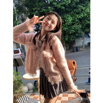 리얼 샷 2022 가을 새로운 여성의 작은 향수 기질 수염 스웨터 카디건 여성