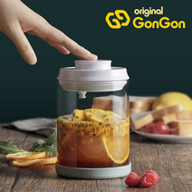 곤곤 유리 원터치 원두 커피 밀폐 보관 진공 용기 캐니스터 글라스락 0.6L, 곤곤 원형 글라스 밀폐용기, 1개