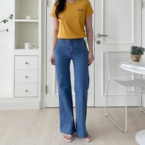여자 서부 버튼 디테일 썸머 와이드핏 캐주얼 데님팬츠