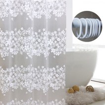 호텔식 라인 고급 솔리드 섬유 욕실 샤워 커튼 라이트 그레이 180 x 200 cm + 커튼링 세트, 1세트
