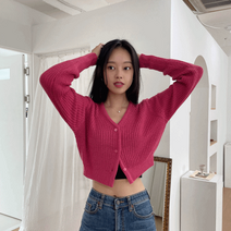 반인찌 루나 하찌 크롭 브이넥 봄 가을 가디건