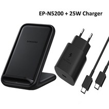 무선충전기 삼성 무선 충전기 스탠드 빠른 Qi EP-N5200 갤럭시 S22 S21 S20 울트라 S10 S9 S8 참고 +, 01 Charger EU Plug Set