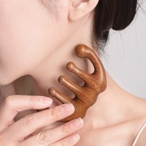걸스코코 우드괄사빗 나무 우드 두피괄사 경락마사지 리프팅 만능괄사 브러쉬, 라운드, 1개