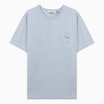 MAISON KITSUNE 명품명품 23SS 메종키츠네 트리컬러 폭스 블루 헤이즈 멜란지 반팔 티셔츠 FM00120KJ0