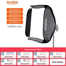 저무리 Godox-접이식 소프트 박스 스피드 라이트 플래시 박스 40x40cm 50x50cm 60x60cm S-타입 S2 브래킷 보웬스 엘린크롬 마운트용, 04 80x80cm Softbox only