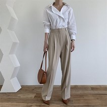 부드러운 오버핏 찰랑 여자 정장 와이드 팬츠 슬랙스