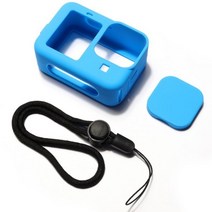 gopro hero 109 블랙 투명 tpu 충격 방지 하우징 커버 강화 유리 스크린 필름 gopro 10 용 air armor anti-fall case, 파란색 실리콘 케이스, 고프로 히어로 10 9