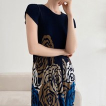 여자 장미 지오매트릭 슬림핏 반팔 원피스