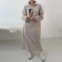 순이들 여성 빅사이즈 월계자수 후리스 아노락 원피스