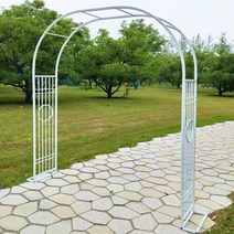 정원 화단 텃밭 옥상 야외 식물 프레임 유럽식 펜스지지대 철제 덩쿨 오이 포도 아치형 넝쿨식물 아치대문 터널형, X.화이트[가로 3.4 높이 2.3] + 크다