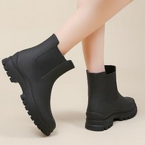 여성 오버솔 키높이 첼시 레인부츠 4cm 2컬러