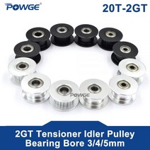 POWGE 2M 2GT 20 치아 동기식 휠 들러 풀리 보어 345mm 베어링 블랙 용 GT2 타이밍 벨트 폭 6MM 20teeth T, Bore 3mm No Teeth, For width 6mm-Silver, 4pcs