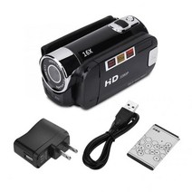 캠코더 720p 풀 HD 16mp dv 270도 회전 화면 16x 야간 촬영 줌, 블랙-US 플러그, 검정-미국 플러그