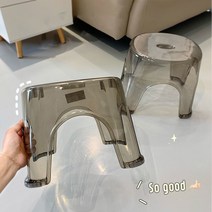 투명 아크릴 욕실의자 목욕 의자 3가지 사이즈 미끄럼방지 목욕탕 샤워 의자 발받침대, 원형 높은의자