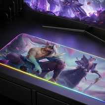 RGB 장패드 LED 게이밍 마우스패드 제작 e스포츠룸 테이블패드 RGB발광 마우스패드 오피스게임 가정용 주마등 키보드패드 오버사이즈 가후현쿠남 노트북패드 커스텀 LOL 리그 오브 레전드 닭고기 테이블보, 02 900x400mm, 08 EC-299영혼연화아소