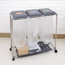 [리빙앤진] 재활용 분리수거함 3단 + 스티커 비닐봉투 3매 증정, 50매 추가