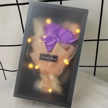 비누꽃 비누꽃바구니 꽃다발 플라워박스 웨딩 장식 기념품 발렌타인 데이 선물 장미 선물, 블랙 박스 퍼플