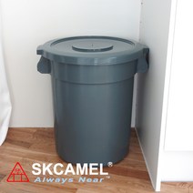SKCAMEL 다용도 원형통 대형휴지통 업소용 60L 75L 121L, 돌리 포함, 뚜껑 X, 소(60L)