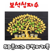 꼬맹이네십자수 보석십자수 5D풋사과 부엉이가족 60X40cm P0000HLM